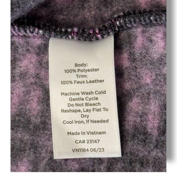 Talbot’s Geo Snowflake Cozy Woven Trim Jacket Purple Black Full Zip Women’s Sz M - Picture 11 of 12